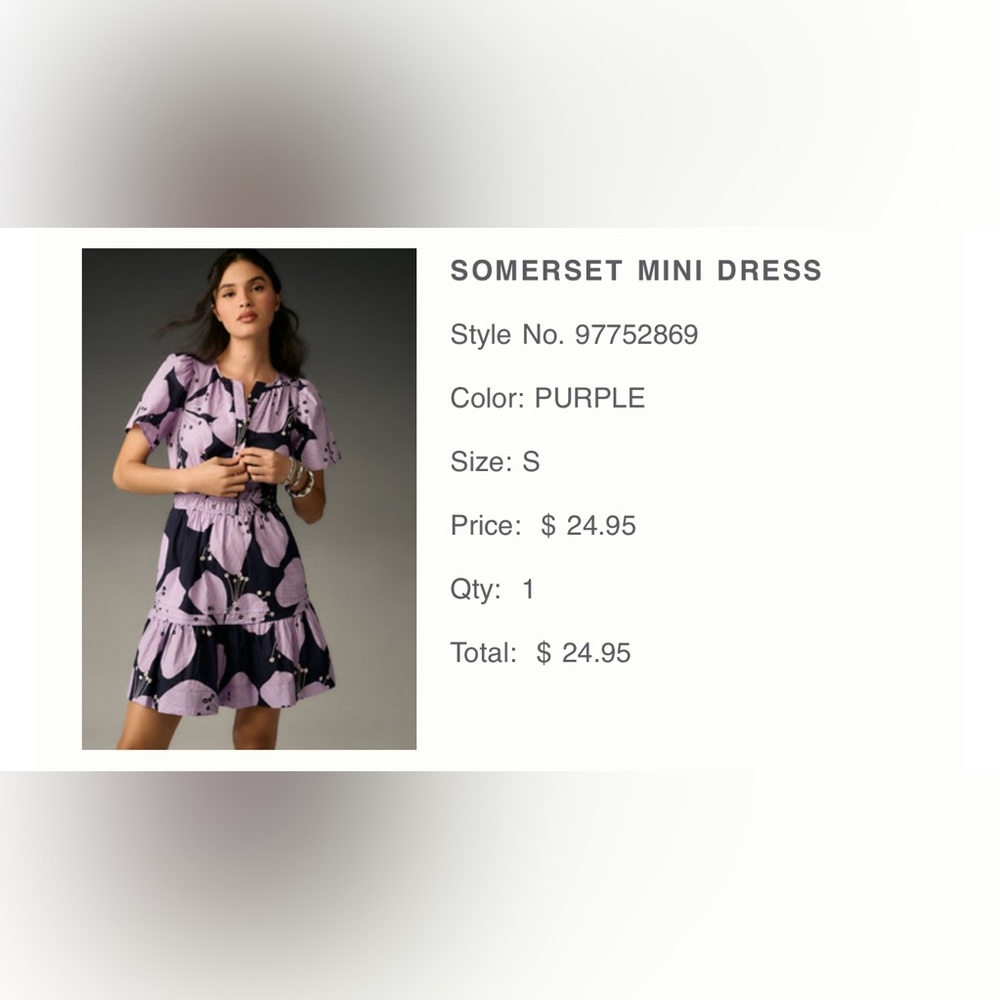 Purple Floral Dress Anthropologie somerset dress - Picture 4 of 4